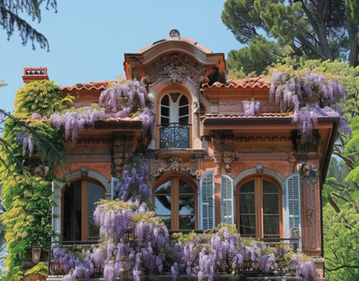 Una villa liberty avvolta dal glicine